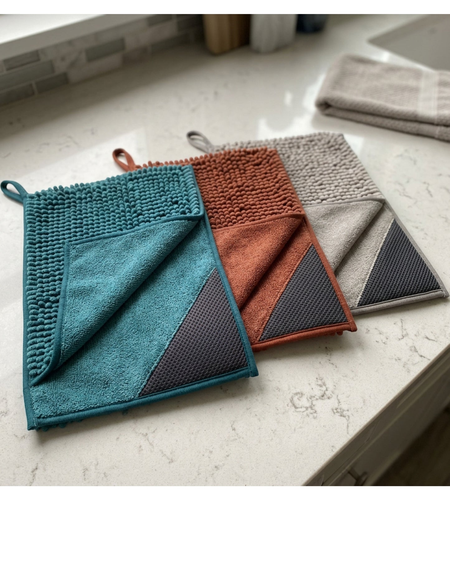 Fbkmw Dual Surface Chenille Mesh Scrub Cloth Set of 3 - Lifestyle view