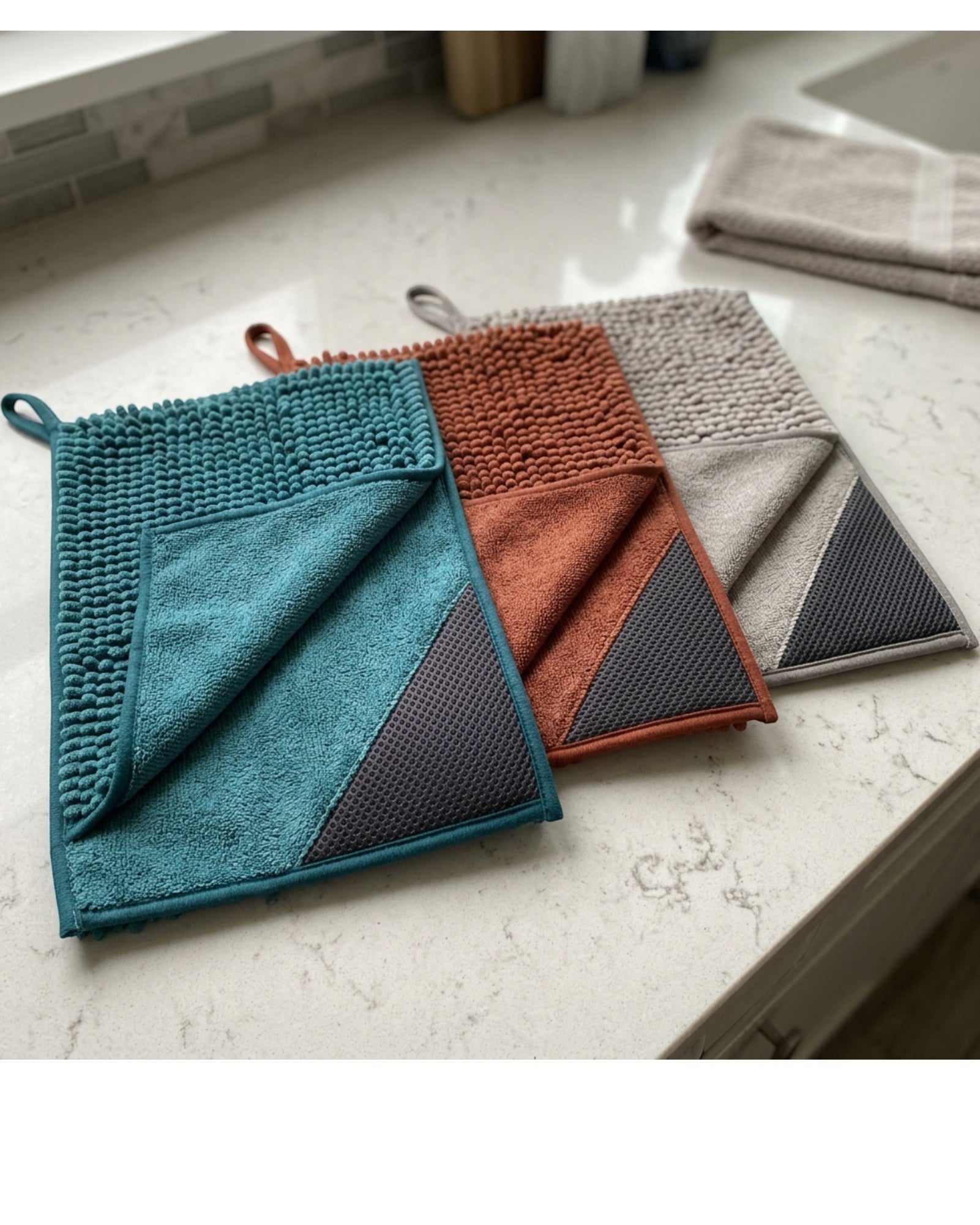 Fbkmw Dual Surface Chenille Mesh Scrub Cloth Set of 3 - Lifestyle view
