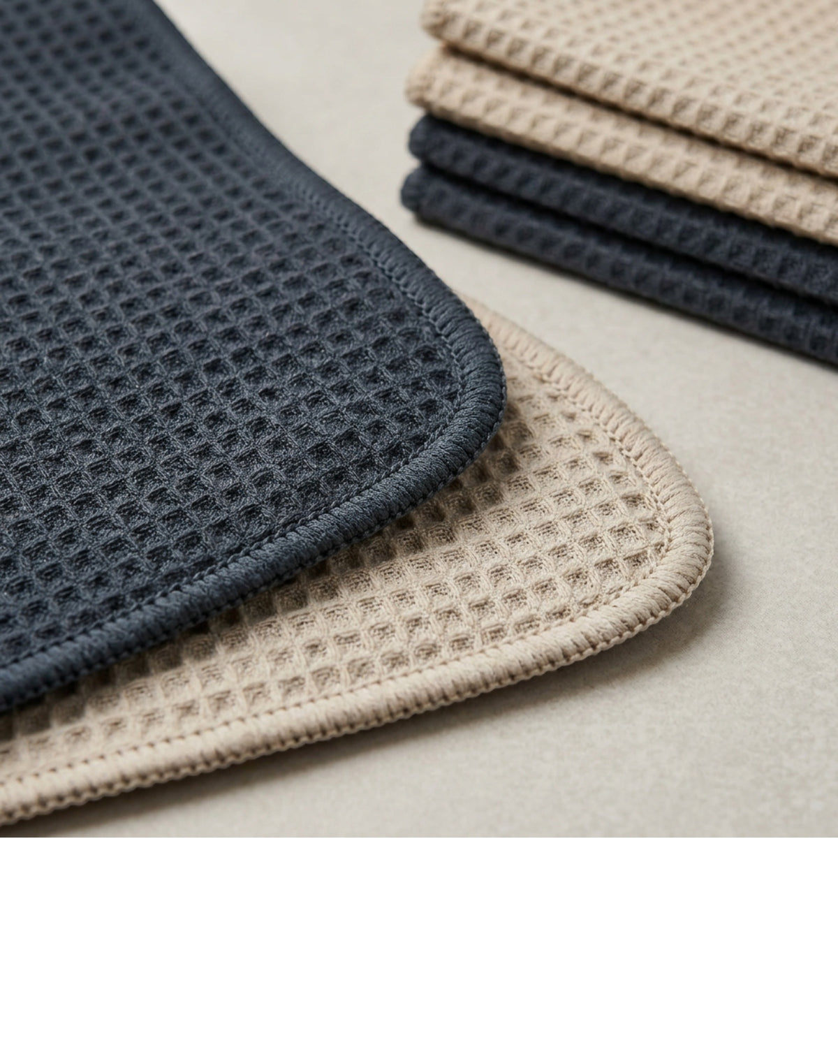 Fbkmw Waffle Microfiber Cleaning Cloth Set of 6 Slate Sand - Detail view