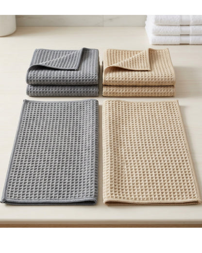 Fbkmw Waffle Microfiber Cleaning Cloth Set of 6 Slate Sand - Lifestyle view