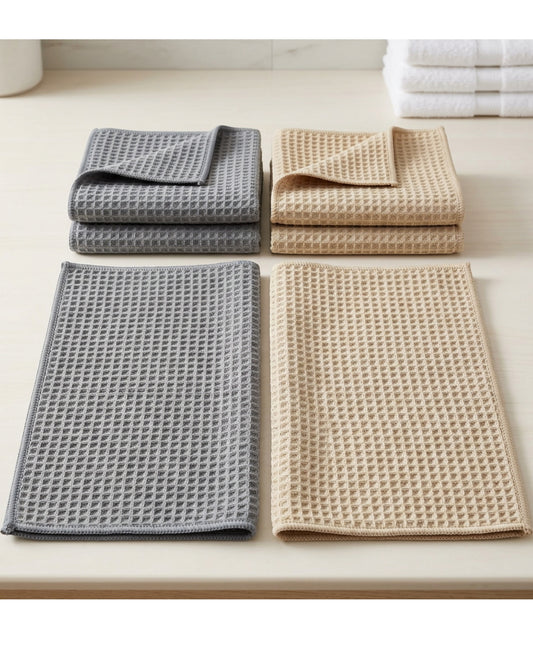 Fbkmw Waffle Microfiber Cleaning Cloth Set of 6 Slate Sand - Lifestyle view