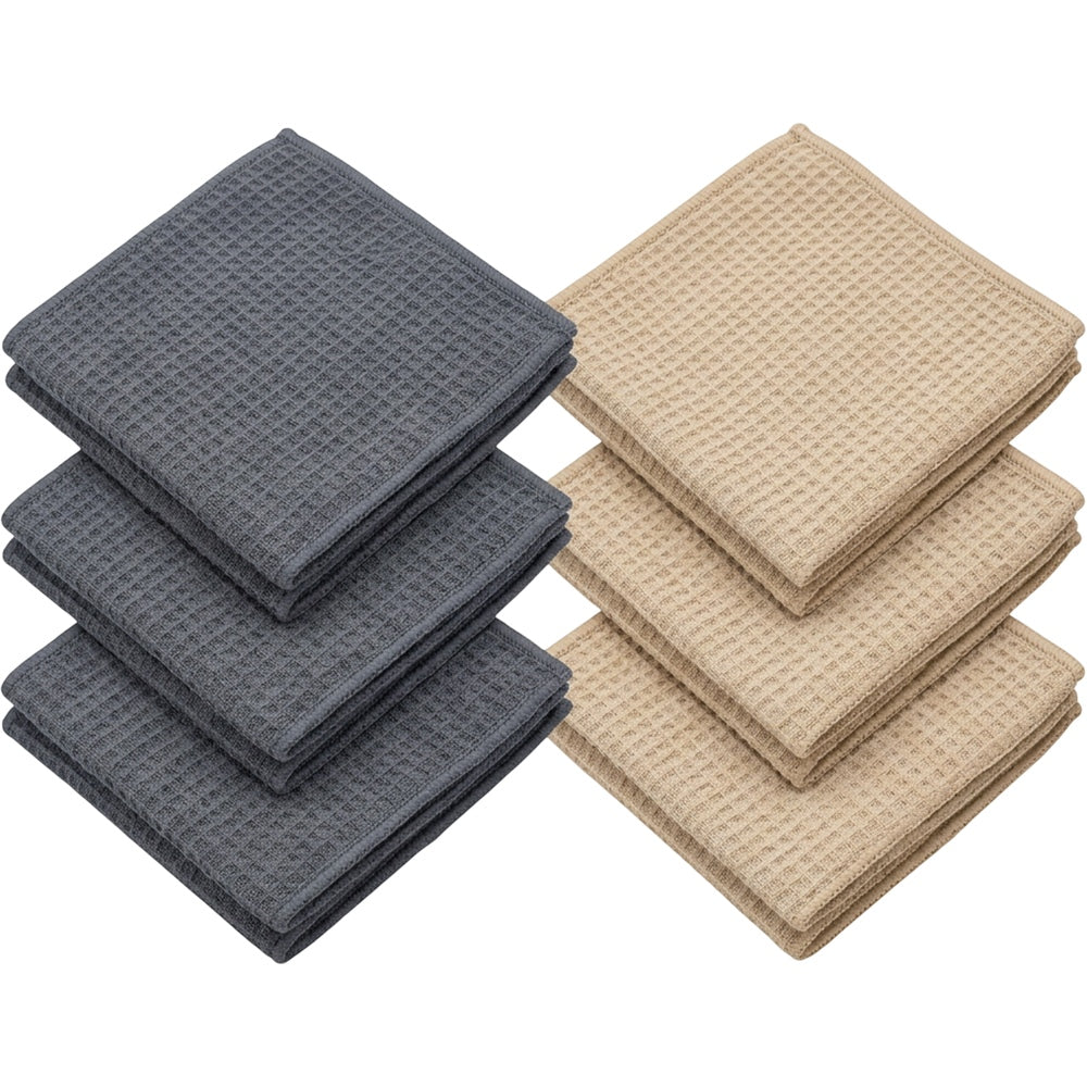 Fbkmw Waffle Microfiber Cleaning Cloth Set of 6 Slate Sand - Product view