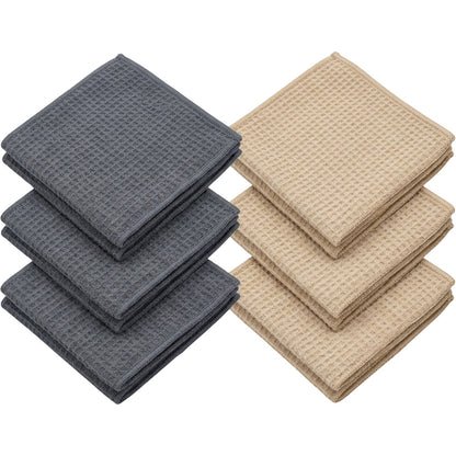Fbkmw Waffle Microfiber Cleaning Cloth Set of 6 Slate Sand - Product view