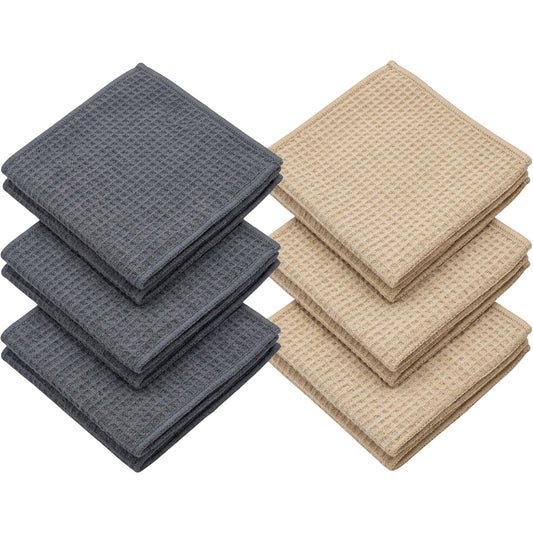 Fbkmw Waffle Microfiber Cleaning Cloth Set of 6 Slate Sand - Product view